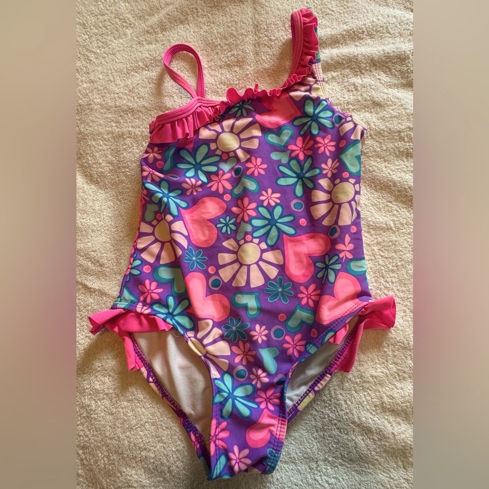Colorful Floral Kids One Piece Swimsuit